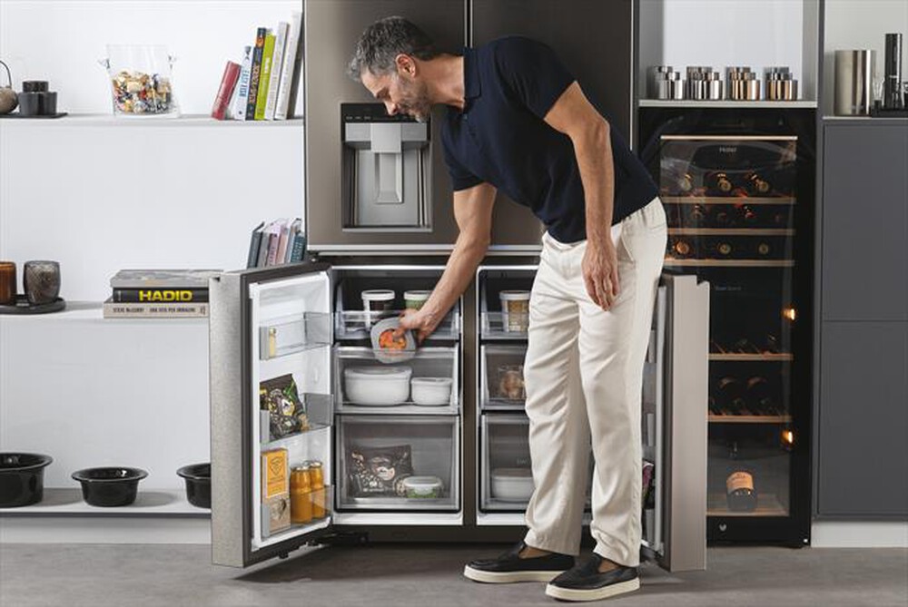 Immagine del prodotto HAIER - Frigorifero side by side HCR7918EIMP ClasseE 601lt-Platino, Acciaio inossidabile
