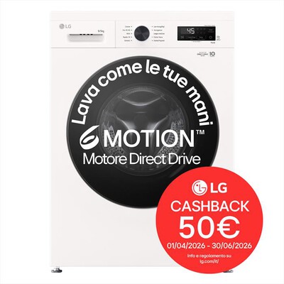 LG - Lavasciuga W4NX1095NWB 6 MOTION 9/5KG Classe A-Essence White