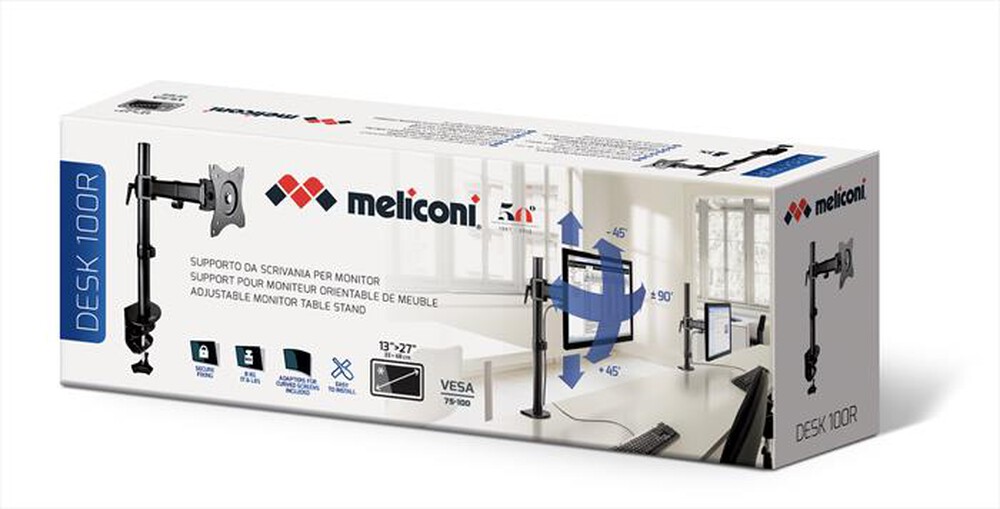 "MELICONI - DESK 100 R - supporto PC-Acciaio Nero"