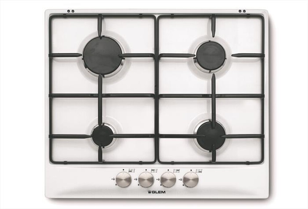 "GLEM GAS - Piano cottura a gas GT64WH 4 fuochi 58,5cm-Alluminio"