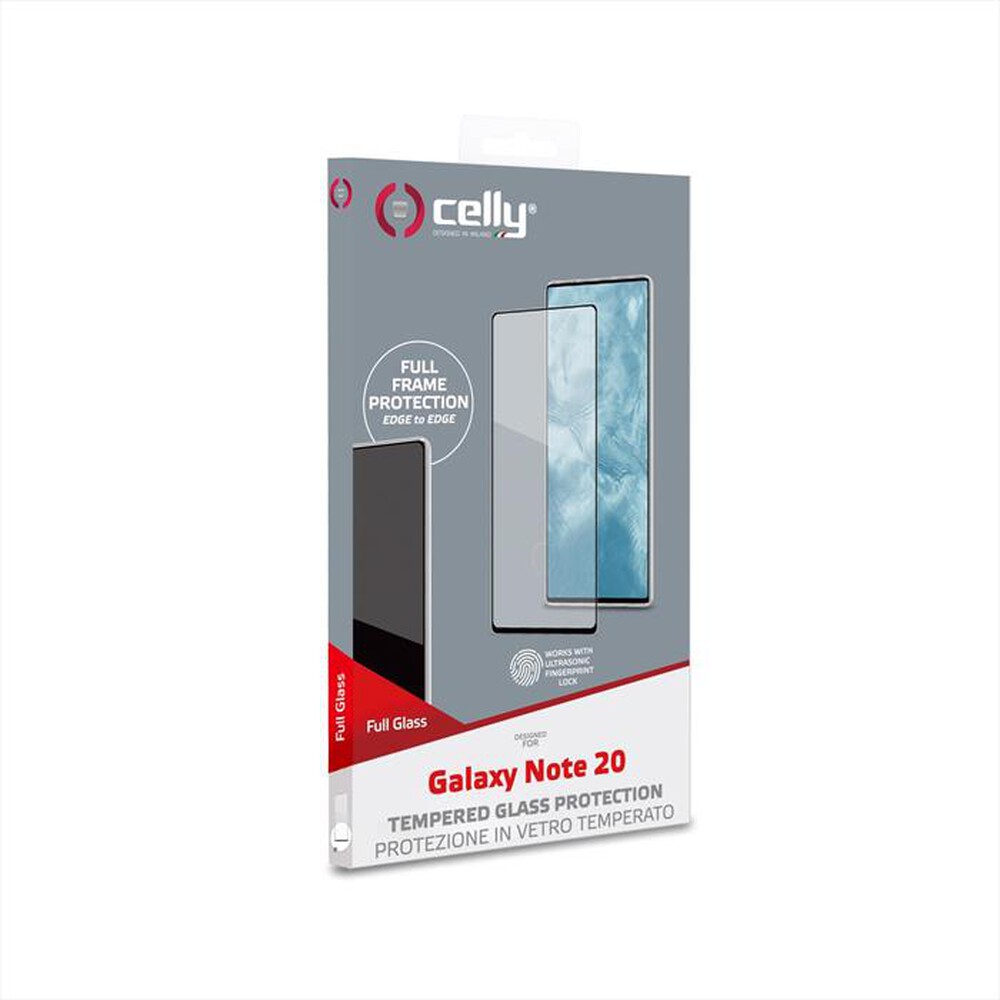 "CELLY - FULLGLASS922BK - FULL GLASS GALAXY NOTE 20 BLACK-TRASPARENTE/TPU"