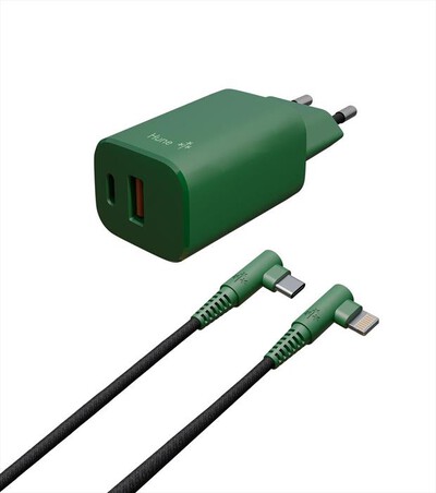HUNE - Caricatore Fast Charge NOMADE-20CL-Verde Foresta