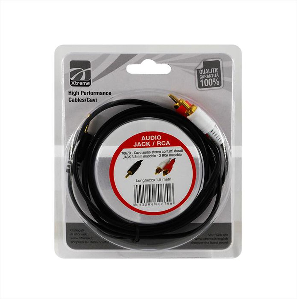 Immagine del prodotto XTREME - CAVO AUDIO JACK 3.5 M STEREO-NERO