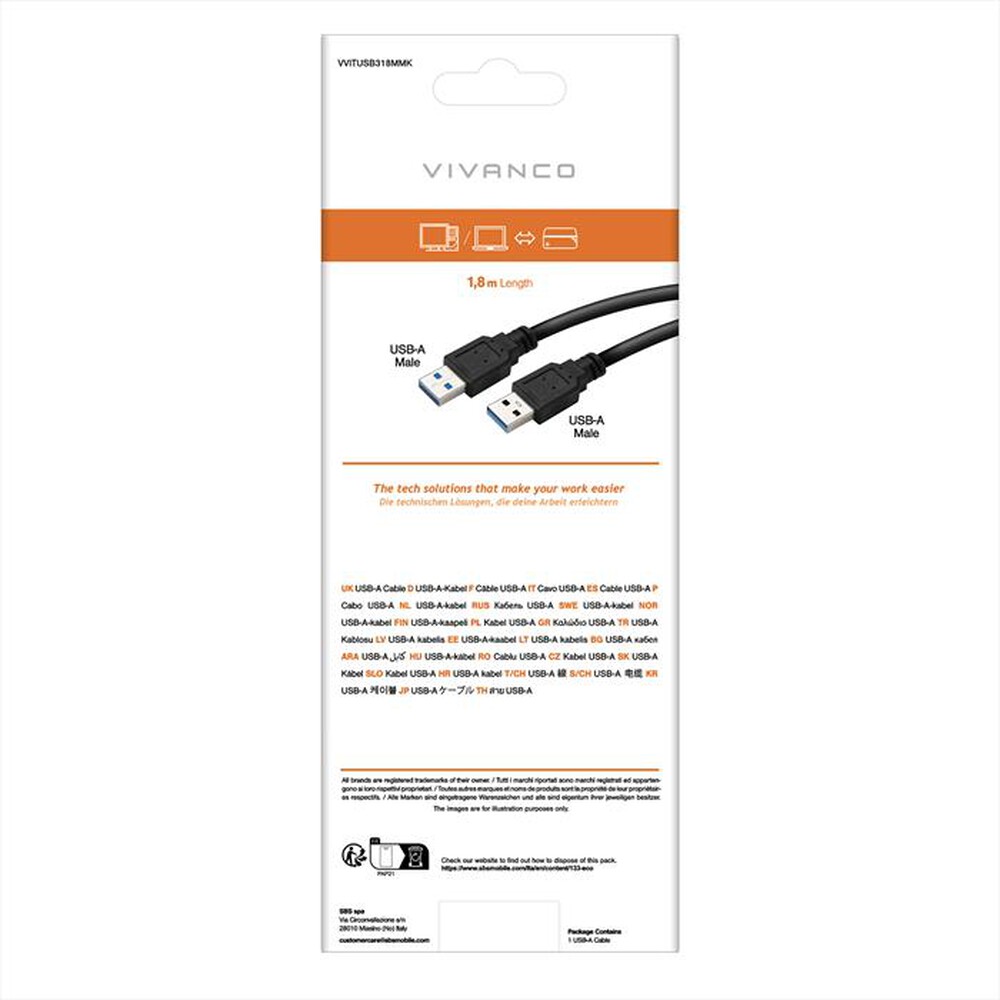 Immagine del prodotto SBS - Cavo USB 3.1 Gen.1 spina A - spina A 1,8 m-Nero