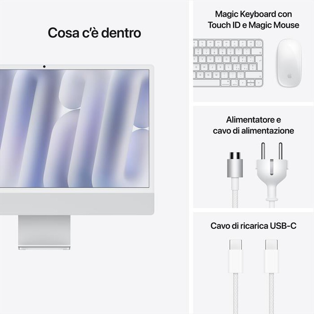 "APPLE - iMac Retina 24\" 4.5K M4 Core 10 CPU 10 GPU 512GB-Argento"