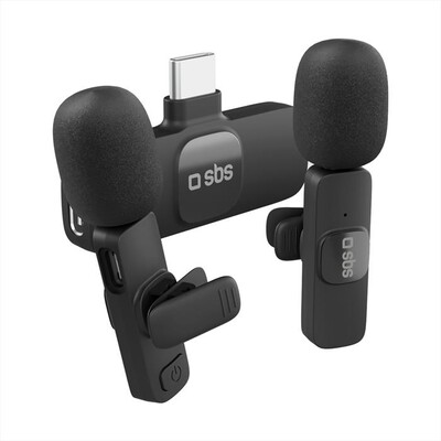 SBS - Kit 2 microfono wireless, ricevitore type c-Nero