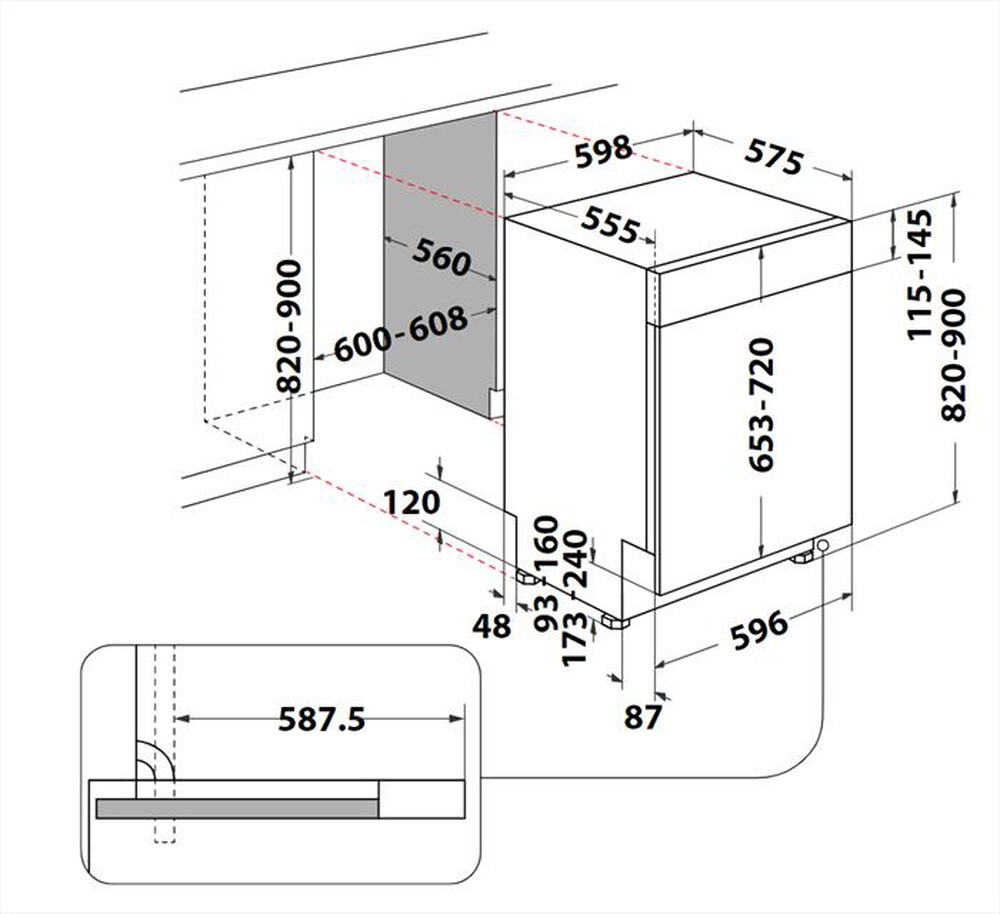 "WHIRLPOOL - Lavastoviglie incasso WB 6020 P X Classe E"
