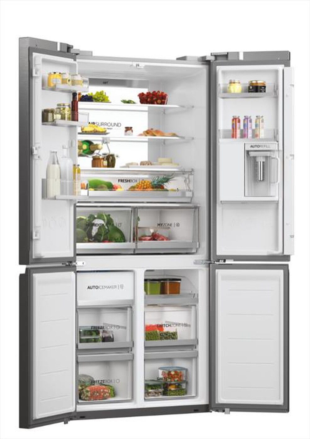 "HAIER - Frigorifero side by side HCW7819EHMP ClasseE 536l-Platino, Acciaio inossidabile"