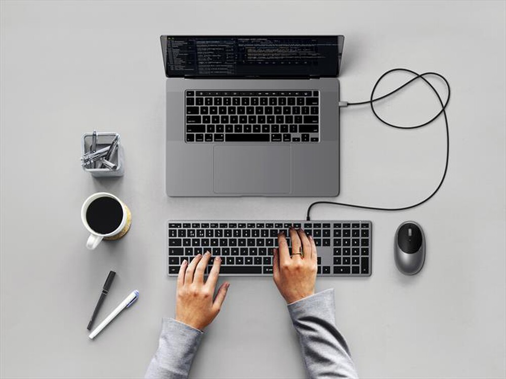 "SATECHI - TASTIERA WIRED SLIM W3 USB-C - ITA-space grey"