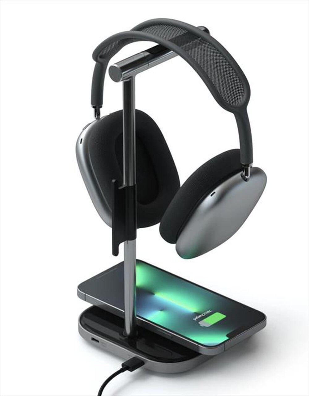 "SATECHI - STAND PER CUFFIE CON RICARICA WIRELESS 2IN1-grigio"