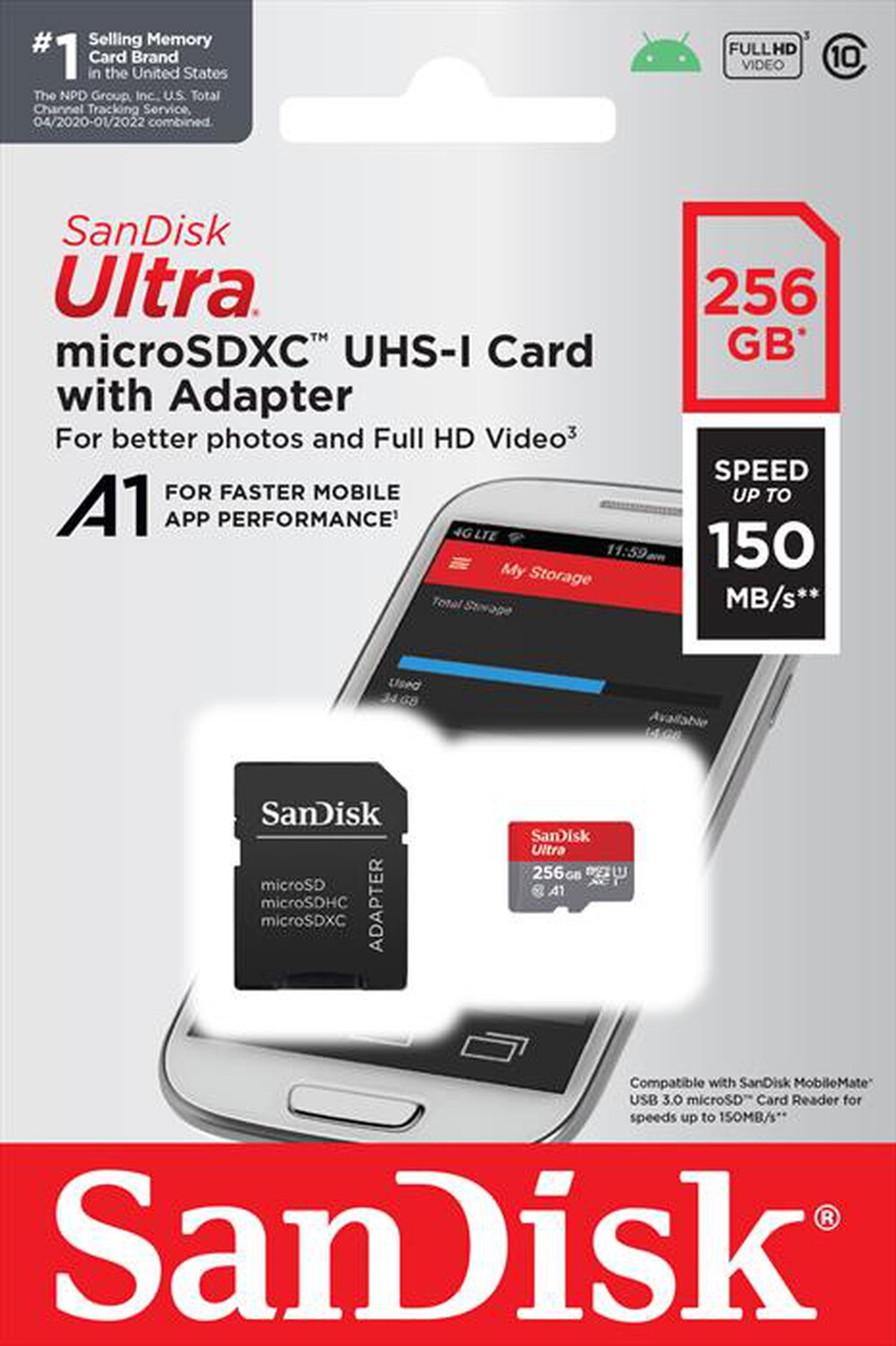 Immagine del prodotto SANDISK - MICROSD ULTRA ANDROID A1 256GB
