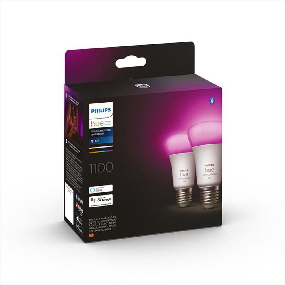"PHILIPS - HUE WHITE AND COLOR AMBIANCE 2 X LAMPADINE E27 9W"