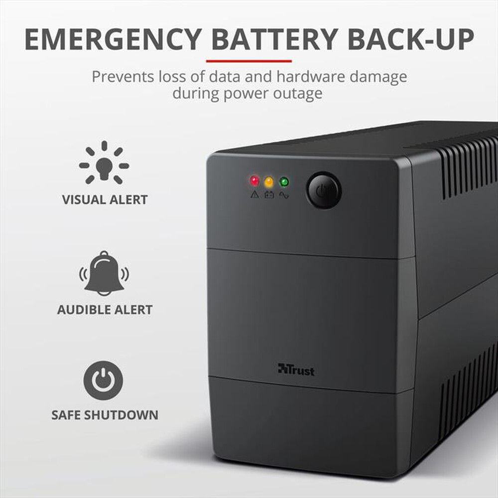 "TRUST - PAXXON 800VA UPS 2 OUTLETS-Black"