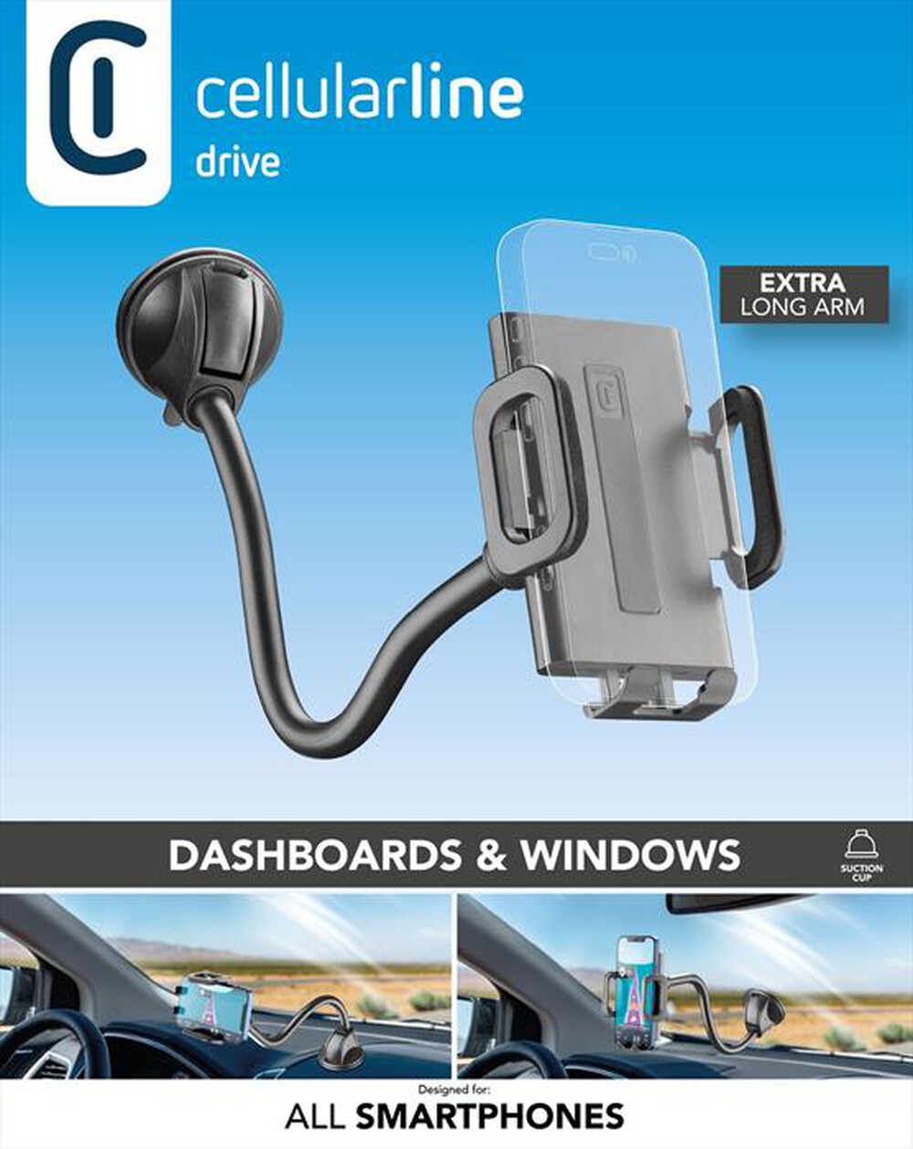 Immagine del prodotto CELLULARLINE - PILOTFLEXIK Ventosa-Nero