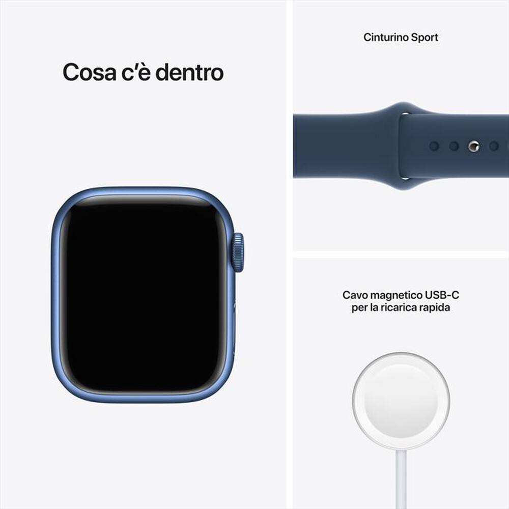 "APPLE - Watch Series 7 GPS 41mm Alluminio-Cinturino Sport Azzurro"