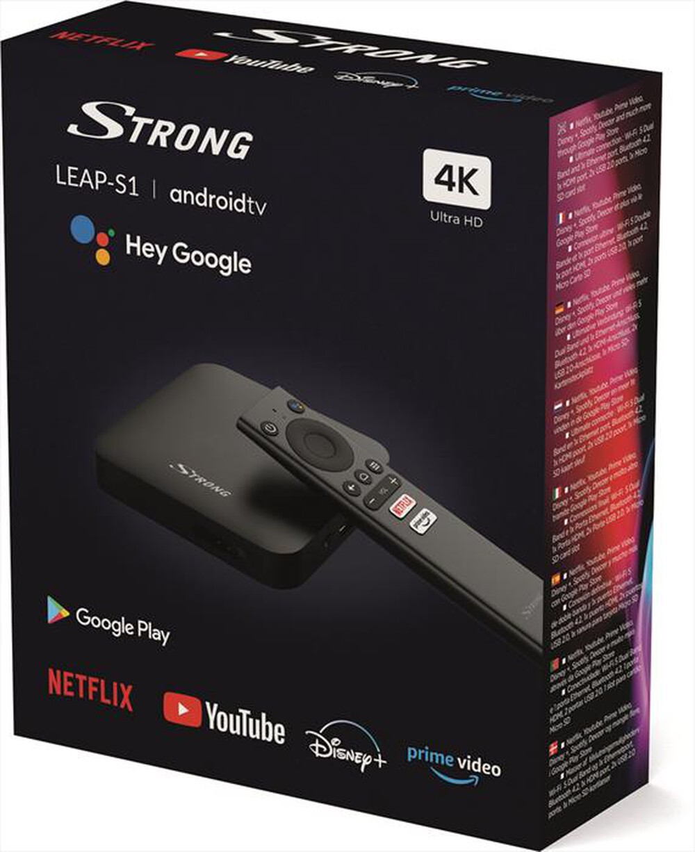 "STRONG - Android TV box 4K Ultra HD streaming SRT LEAP-S1-Nero"