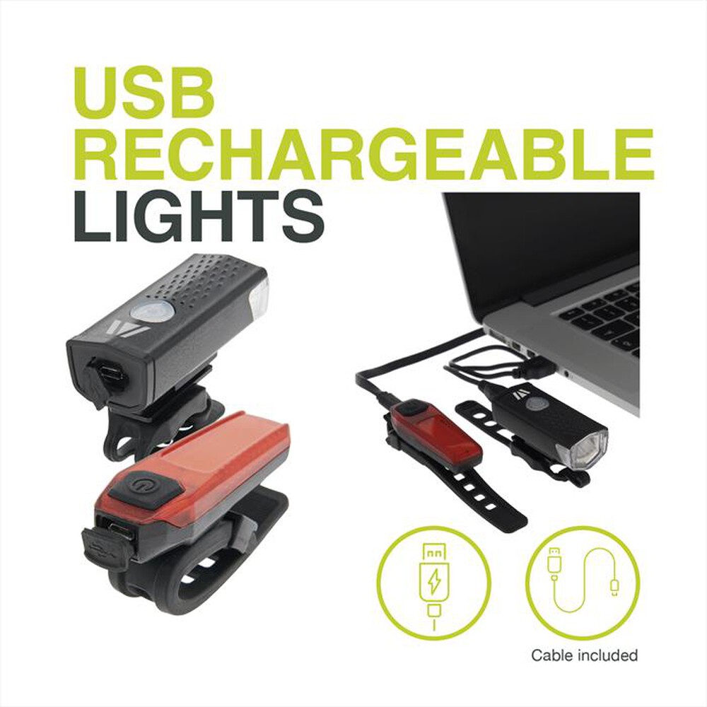 Immagine del prodotto NEWRBAN - Kit luci anteriore e posteriore per bici-Nero