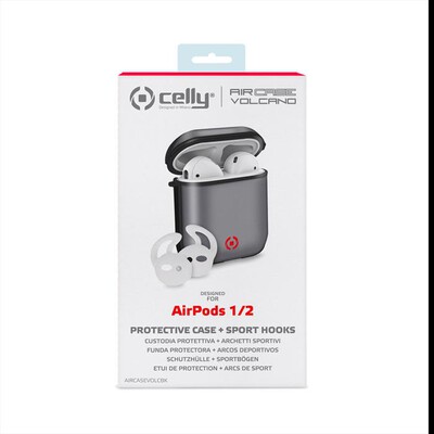 CELLY - AIRCASEVOLCBK-AIRPODS 1/2 VOLCANO CASE-Nero/Poliuretano