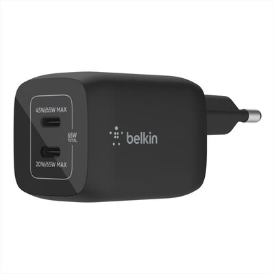 BELKIN - CARICABATTERIE DA PARETE DOPPIO GAN USB-C PPS 65W-NERO