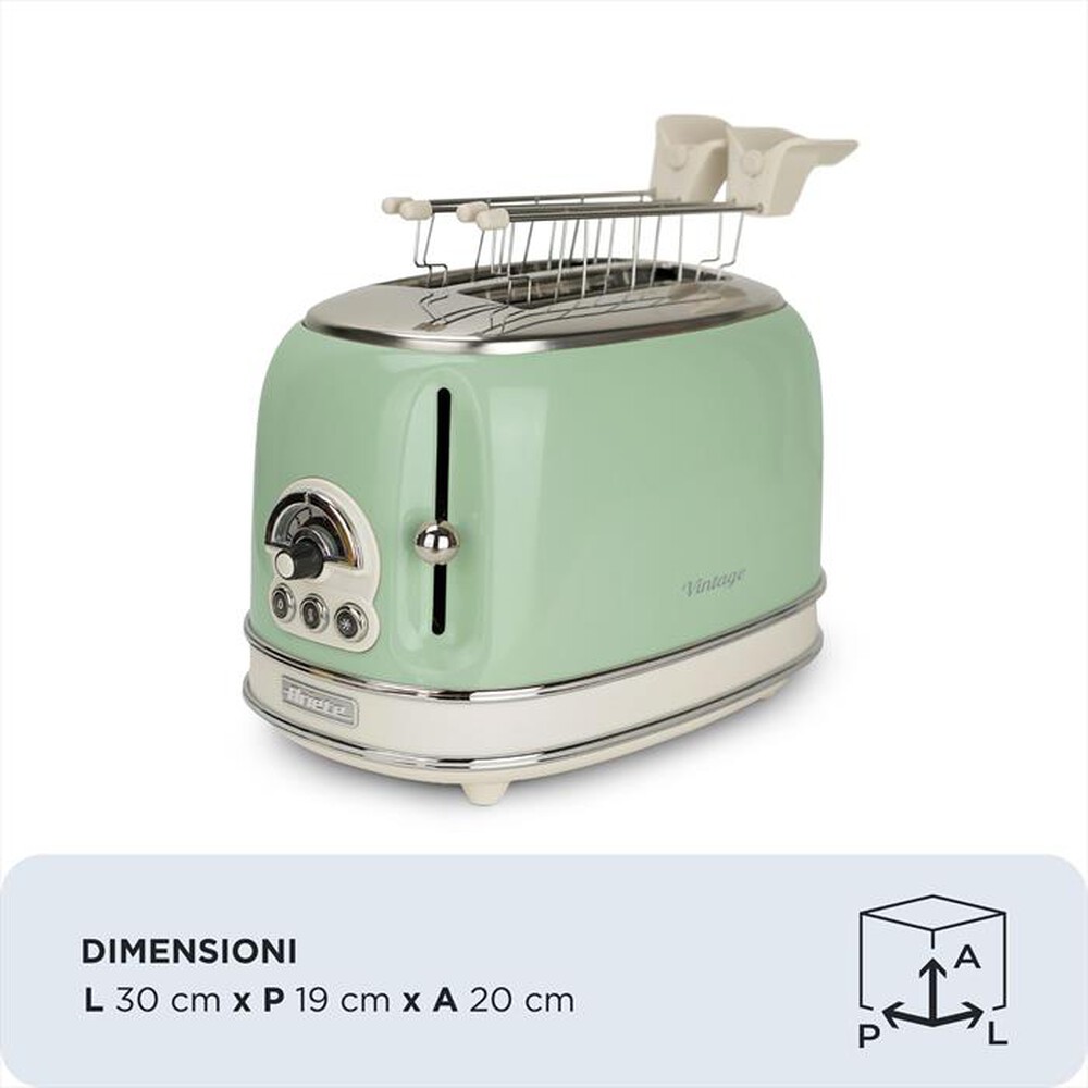 Immagine del prodotto ARIETE - 155 Tostapane 2 Fette con Pinze Vintage-verde