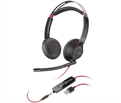 POLY - Cuffie Poly Blackwire C5220 con connettore USB-A (-Nero e Rosso