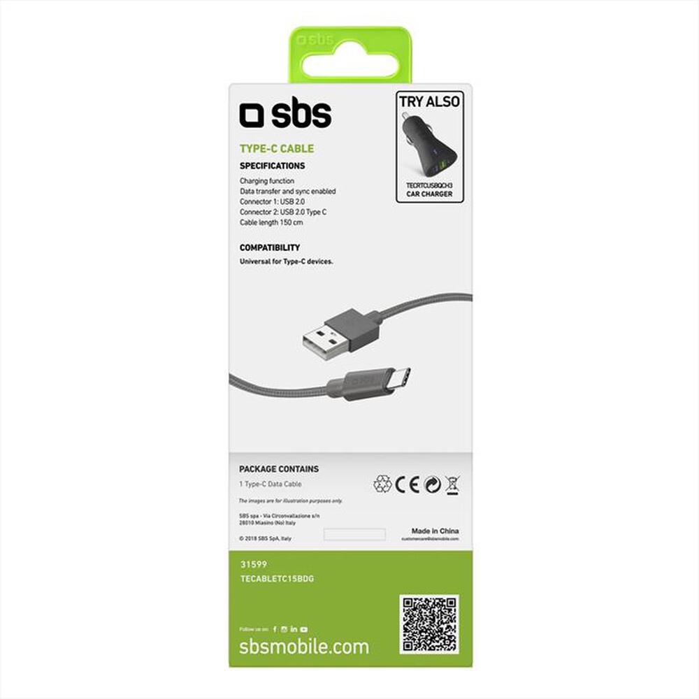 "SBS - TECABLETC15BDG-GRIGIO"