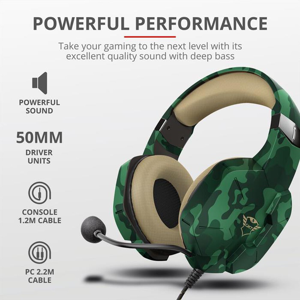 "TRUST - GXT323C CARUS HEADSET JUNGLE CAMO-jungle camouflage"