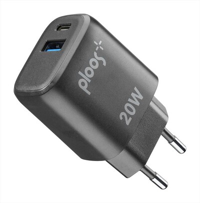 PLOOS - Caricabatterie USB+USB-C ADAPTER - UNIVERSALE-Nero