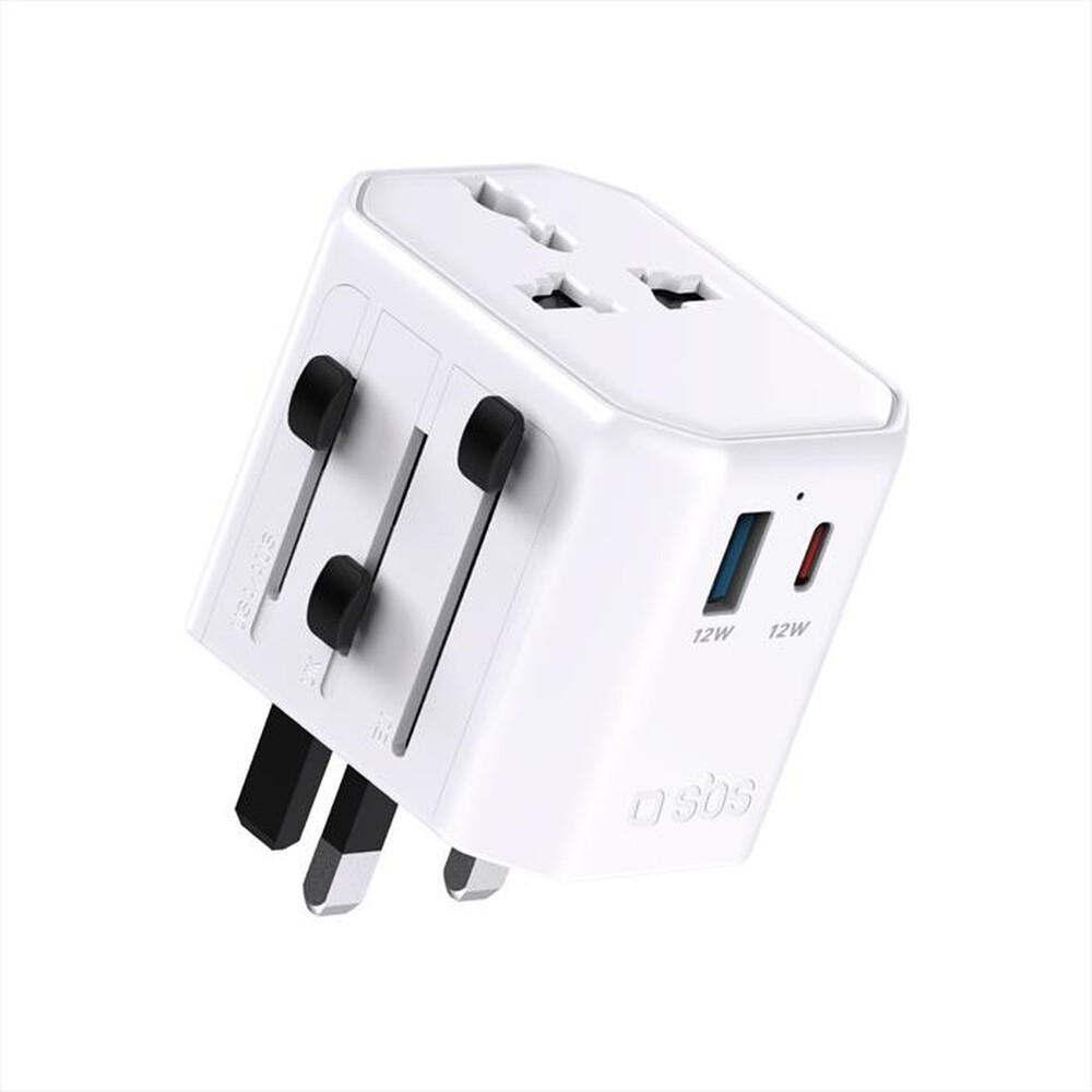 Immagine del prodotto SBS - Adattatore da viaggio universale + USB + Type-C-Bianco