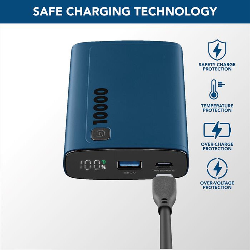 Immagine del prodotto CELLULARLINE - Caricabatterie Portatile PBDISPL01PD10000B-Blu