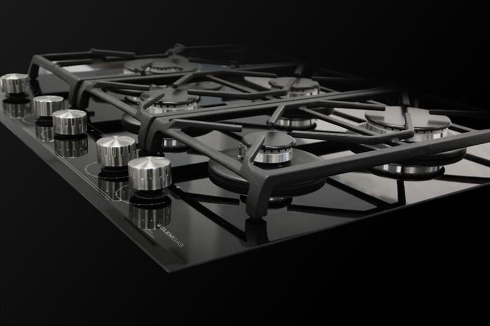 "GLEM GAS - Piano cottura a gas GV75TXBK 70cm-Nero Lucido"