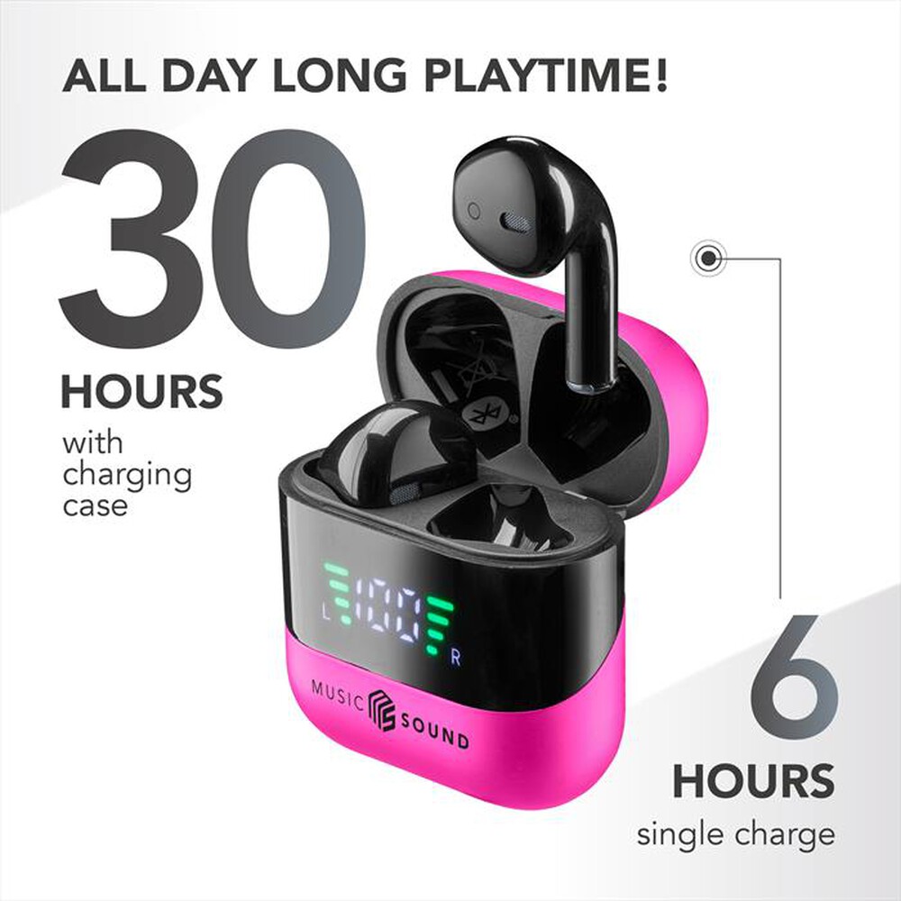 "MUSIC SOUND - AURICOLARI TWS CON DISPLAY LED-Pink"