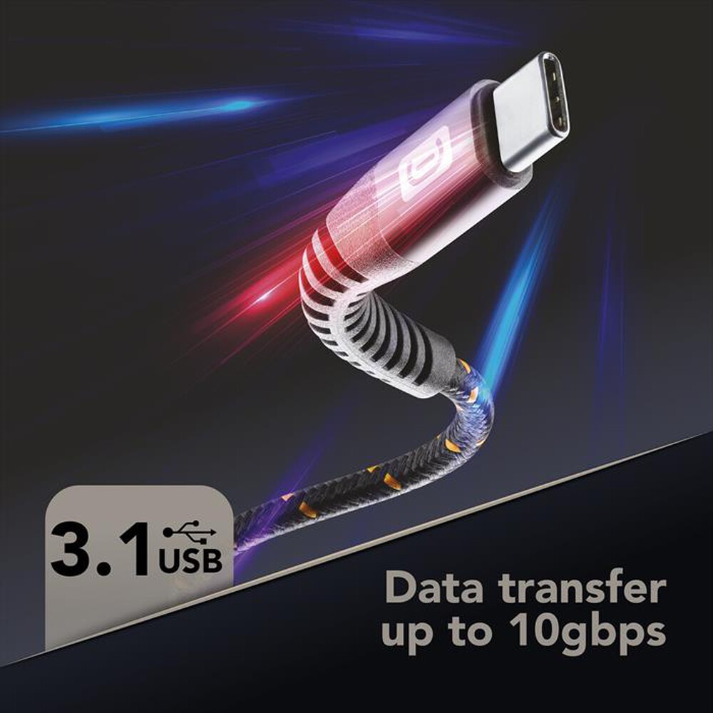 Immagine del prodotto CELLULARLINE - STRONG CABLE USB-C TO USB-C 100W ULTRARESISTENTE-Nero