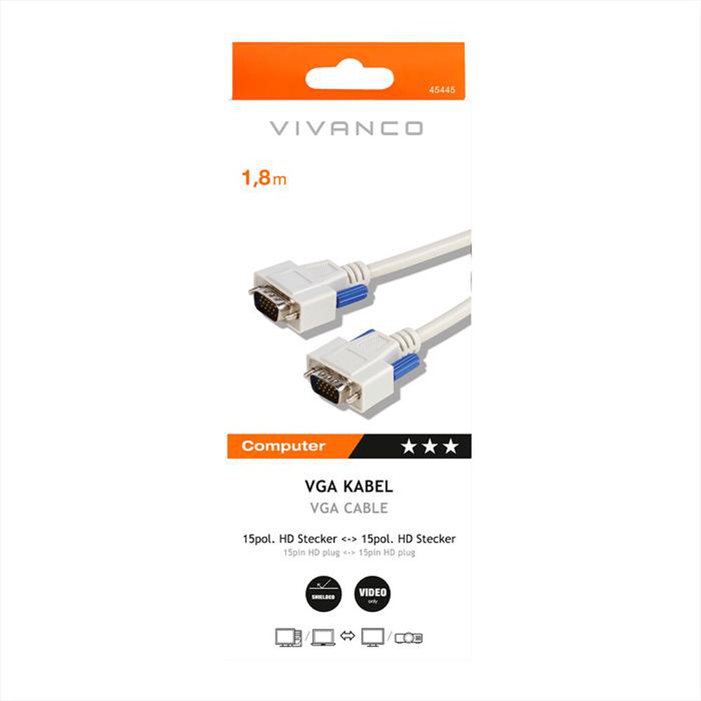 Immagine del prodotto SBS - SVGA cable,HD 15pin plug-HD 15pin plug,1,8m-Nero