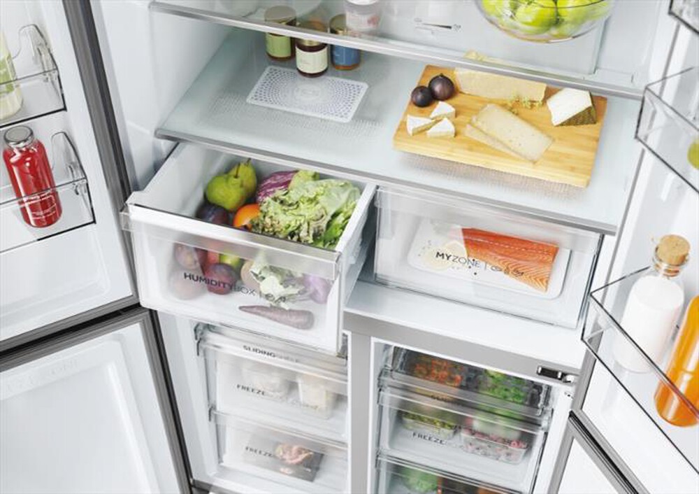 "HAIER - Frigorifero side by side HCR5919ENMP ClasseE 582lt-Platino, Acciaio inossidabile"