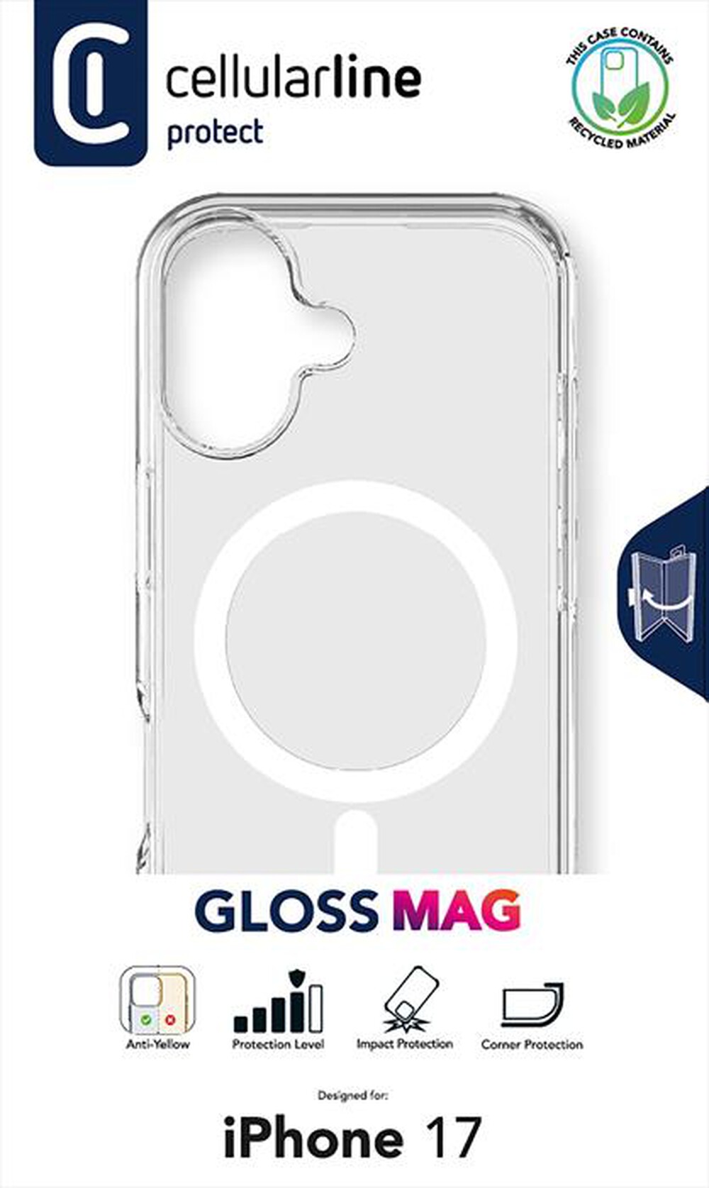 Immagine del prodotto CELLULARLINE - Custodia GLOSS MAG per IPHONE 17-Trasparente