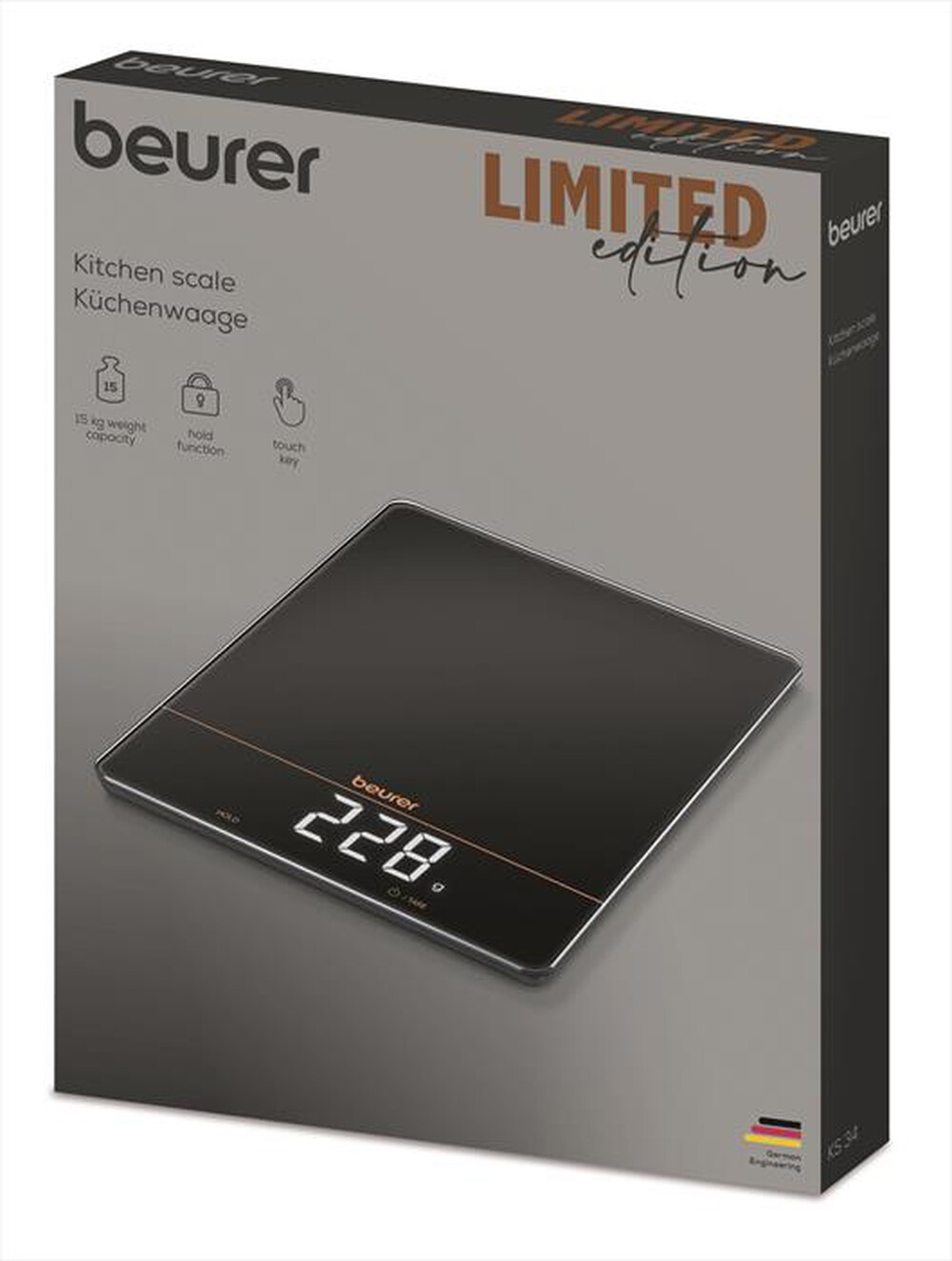 "BEURER - Bilancia da cucina KS 34 LIMITED EDITION 2024-Nero e bronzo"
