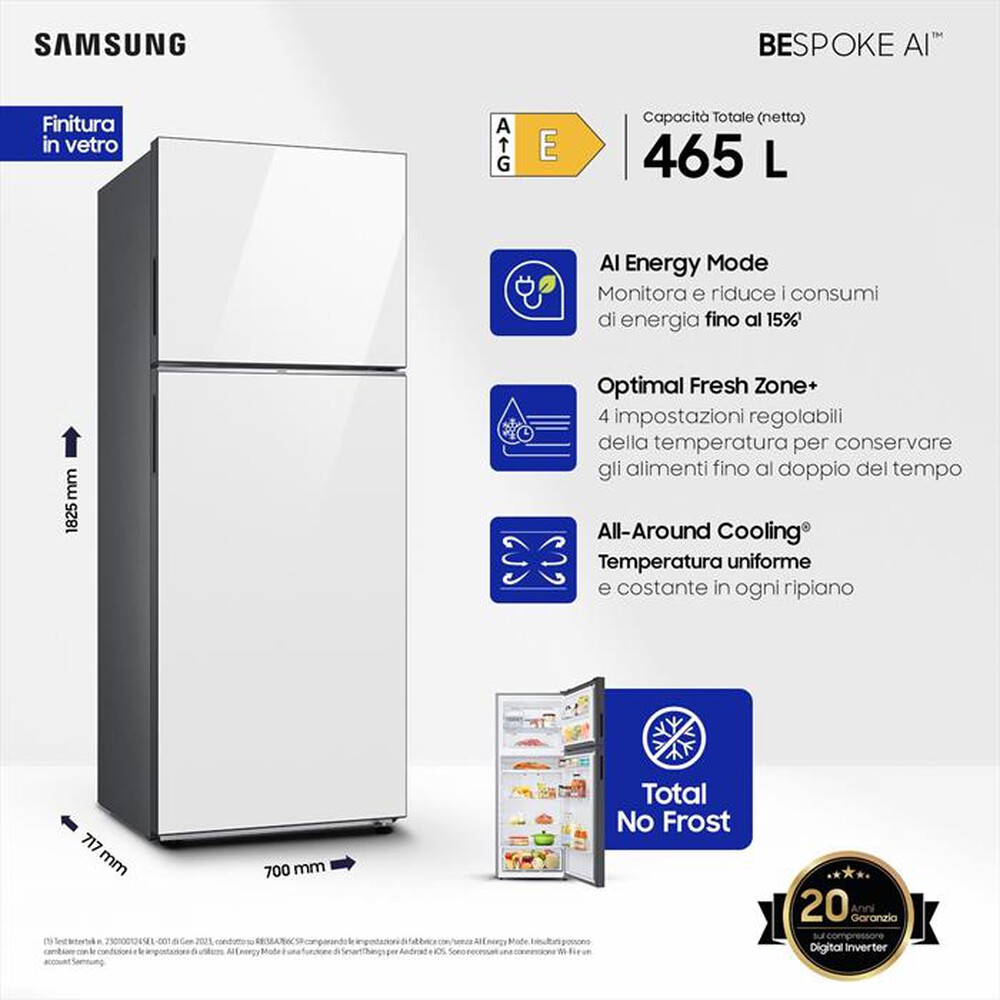 "SAMSUNG - Frigorifero 2 porte RT47CB662612ES Classe E 465 lt-CLEAN WHITE"