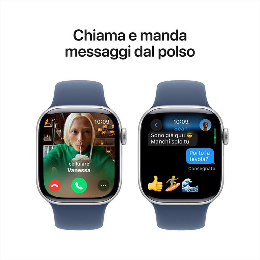 "APPLE - Watch Series 10 GPS 42mm Alluminio-Argento - Sport Band Denim S/M"