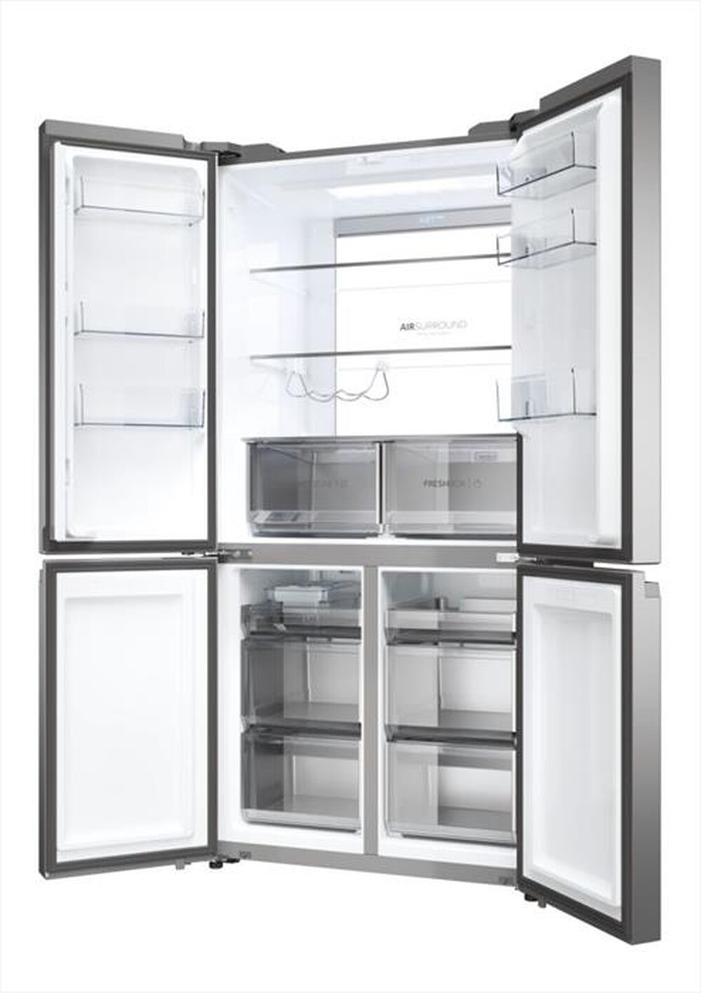 "HAIER - Frigorifero 4 porte HCR79F19ENMM Classe E 646 lt-Platino, Acciaio inossidabile"