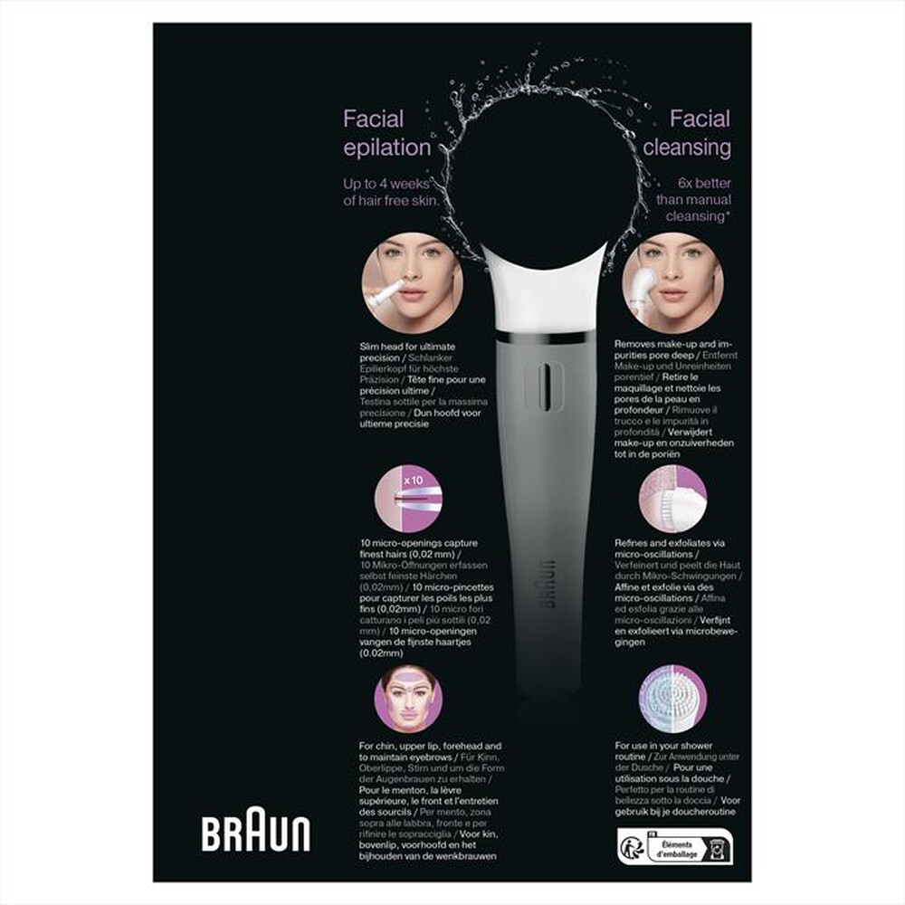 "BRAUN - Face 830  miniepilatore + spazzola viso-Bianco"