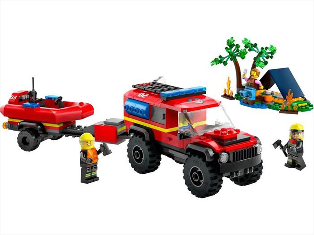 "LEGO - CITY Fuoristrada antincendio e gommone salva-60412-Multicolore"
