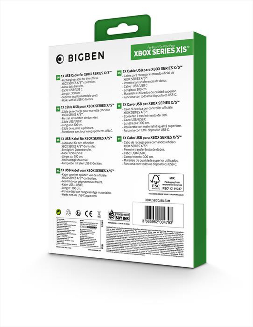 Immagine del prodotto BIG BEN - CAVO RICARICA CONTROLLER SERIE X/S USB-C 3M-Nero