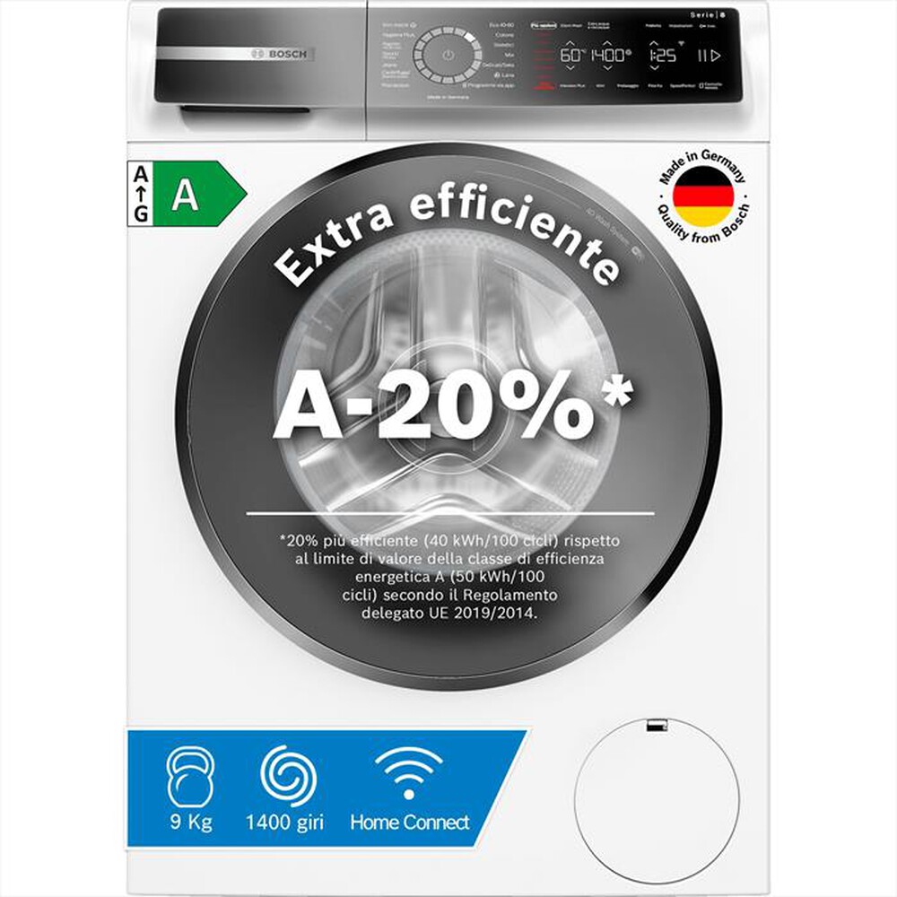 Immagine del prodotto BOSCH - Lavatrice Serie 8 WGB24400IT 9Kg 1400g/m Classe A-Bianco