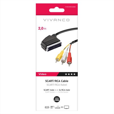 SBS - Cavo Scart 21 pin maschio a 3 RCA maschi-Nero