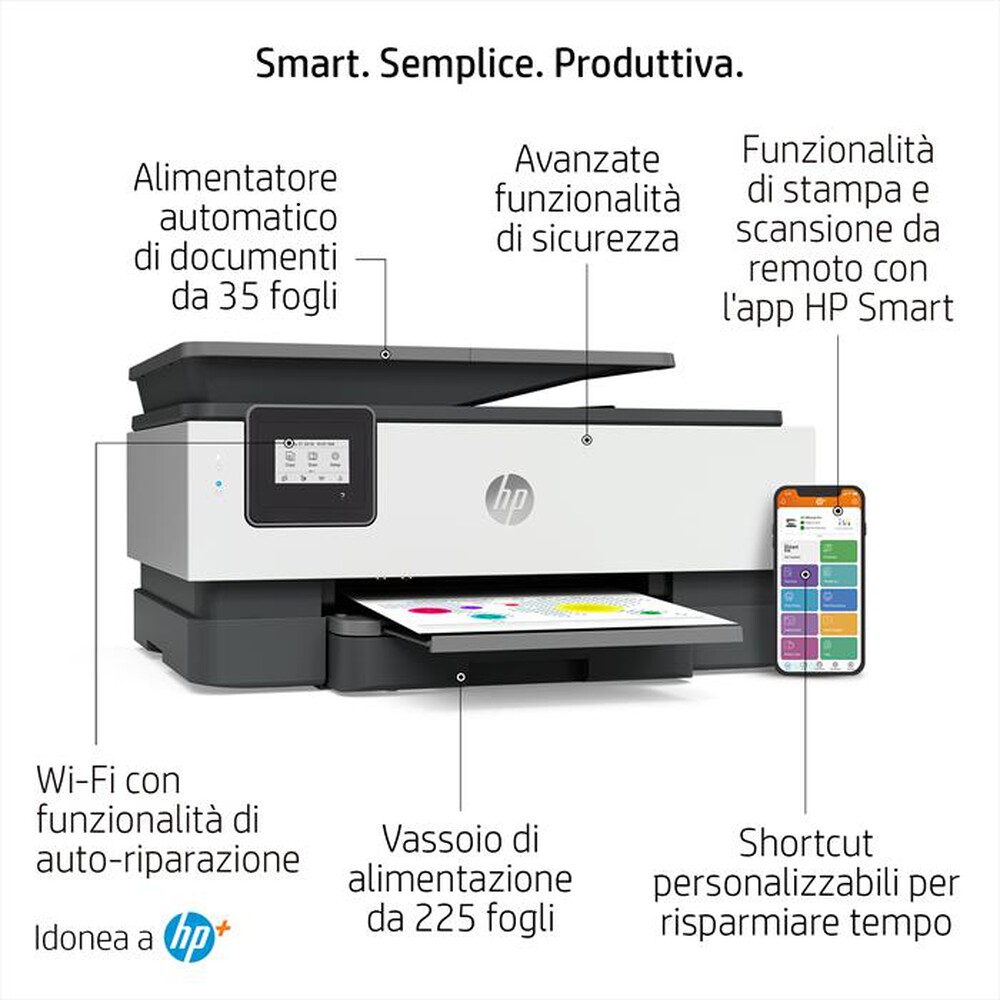 "HP - Multifunzione OFFICEJET 8012E con Instant Ink-Cement"