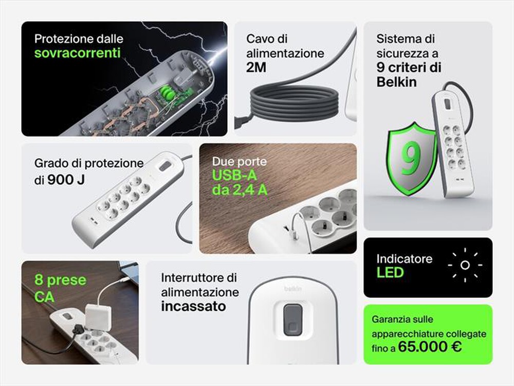 Immagine del prodotto BELKIN - Protezione dalle sovratensioni con 8 prese-Bianco
