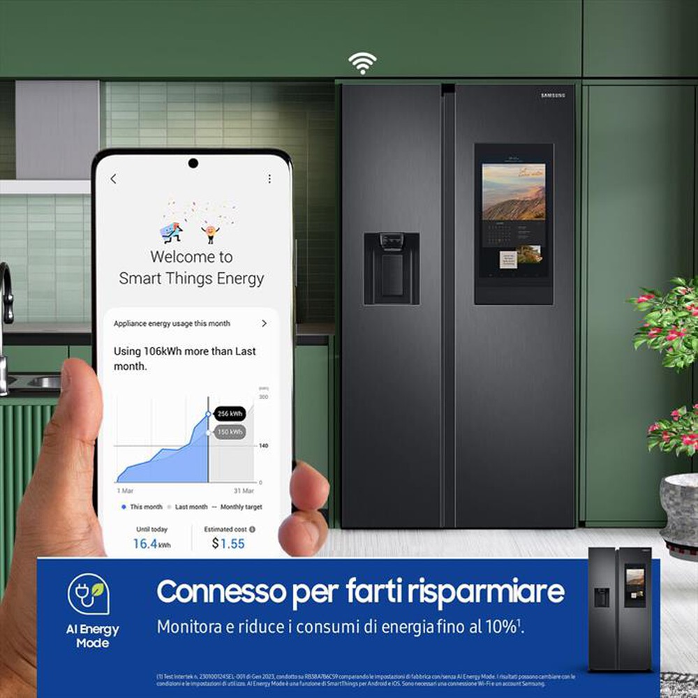 "SAMSUNG - Frigorifero side by side RS6HA8891B1/EF Classe E-Matte Black"