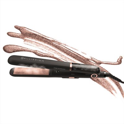BELLISSIMA IMETEC - Piastra per capelli MY PRO STEAM B28 100-Color nero-rame