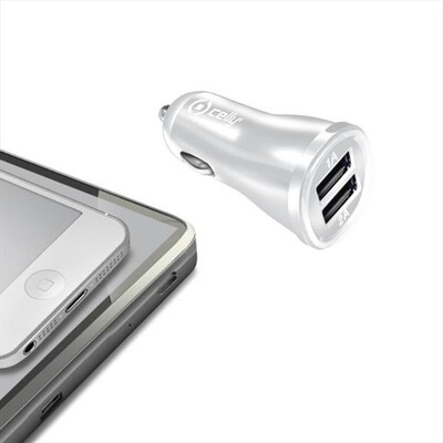CELLY - CAR CHARGER 2.1A WITH DOU-Bianco/Plastica